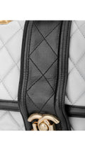 Chanel Single Flap Shoulder Bag - Light Blue/Black