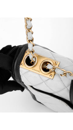 Chanel Single Flap Shoulder Bag - Light Blue/Black