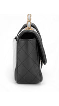 Chanel Single Flap Shoulder Bag - Light Blue/Black