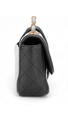 Chanel Single Flap Shoulder Bag - Light Blue/Black
