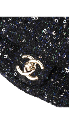 Chanel Tweed Pearl Single Flap Bag Mini - Black