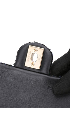 Chanel Tweed Pearl Single Flap Bag Mini - Black