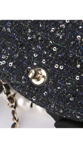 Chanel Tweed Pearl Single Flap Bag Mini - Black