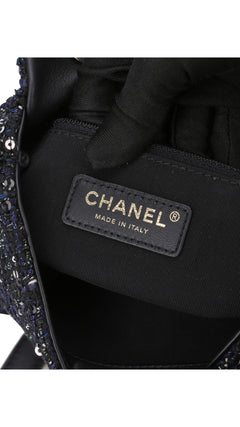 Chanel Tweed Pearl Single Flap Bag Mini - Black