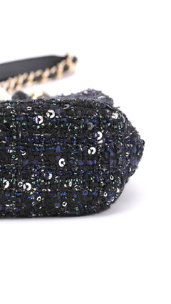 Chanel Tweed Pearl Single Flap Bag Mini - Black