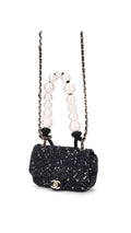 Chanel Tweed Pearl Single Flap Bag Mini - Black
