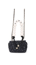 Chanel Tweed Pearl Single Flap Bag Mini - Black