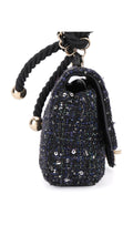 Chanel Tweed Pearl Single Flap Bag Mini - Black