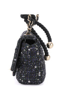 Chanel Tweed Pearl Single Flap Bag Mini - Black