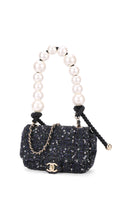 Chanel Tweed Pearl Single Flap Bag Mini - Black
