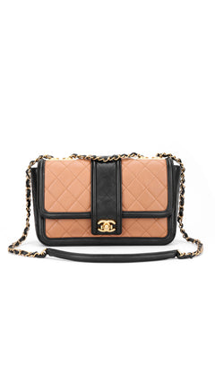 Chanel Two Tone Flap Bag - Beige