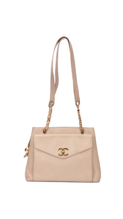 Chanel Caviar Leather Tote Bag - Beige