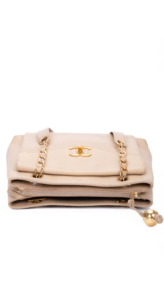 Chanel Caviar Leather Tote Bag - Beige