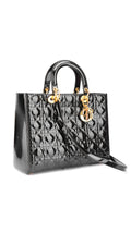 Dior Lady Dior Patent Shoulder Bag - Black
