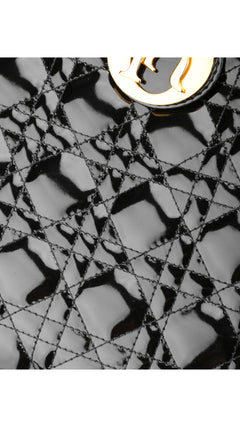 Dior Lady Dior Patent Shoulder Bag - Black