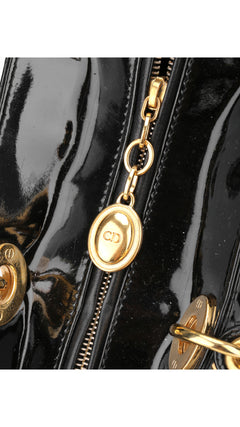 Dior Lady Dior Patent Shoulder Bag - Black