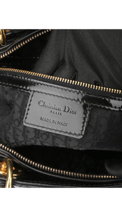 Dior Lady Dior Patent Shoulder Bag - Black