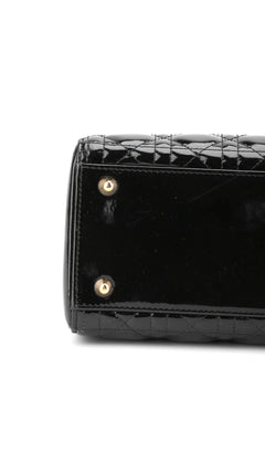Dior Lady Dior Patent Shoulder Bag - Black