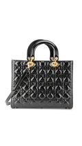 Dior Lady Dior Patent Shoulder Bag - Black