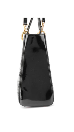 Dior Lady Dior Patent Shoulder Bag - Black