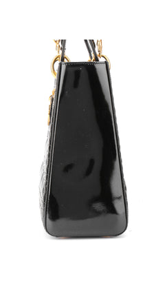 Dior Lady Dior Patent Shoulder Bag - Black
