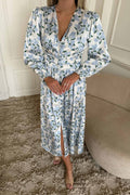 Adelic Long Dress - Blue Hydrangea Print