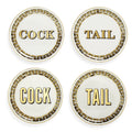 Cock/Tail Coasters - Black/White/Gold