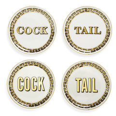 Cock/Tail Coasters - Black/White/Gold