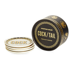 Cock/Tail Coasters - Black/White/Gold