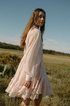 Short Ranch Frill Dress - Light Pink