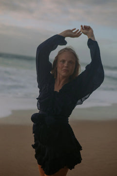 Wow Frill Dress - Dark Navy