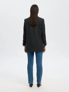 Elin Wool Blend Blazer - Black Herringbone