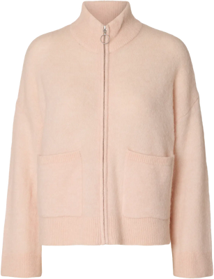 Sia Ras Ls Knit Zipper Cardigan - Pale Dogwood Melange
