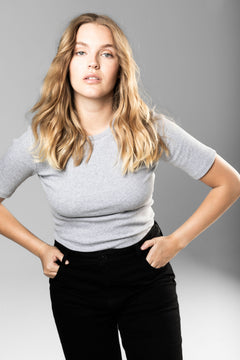 Pippa Rib Tee - Light Grey Melange