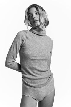 Petra Rib Turtleneck - Light Grey Melange