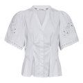 Poppycc Emb Ss V-Shirt - White