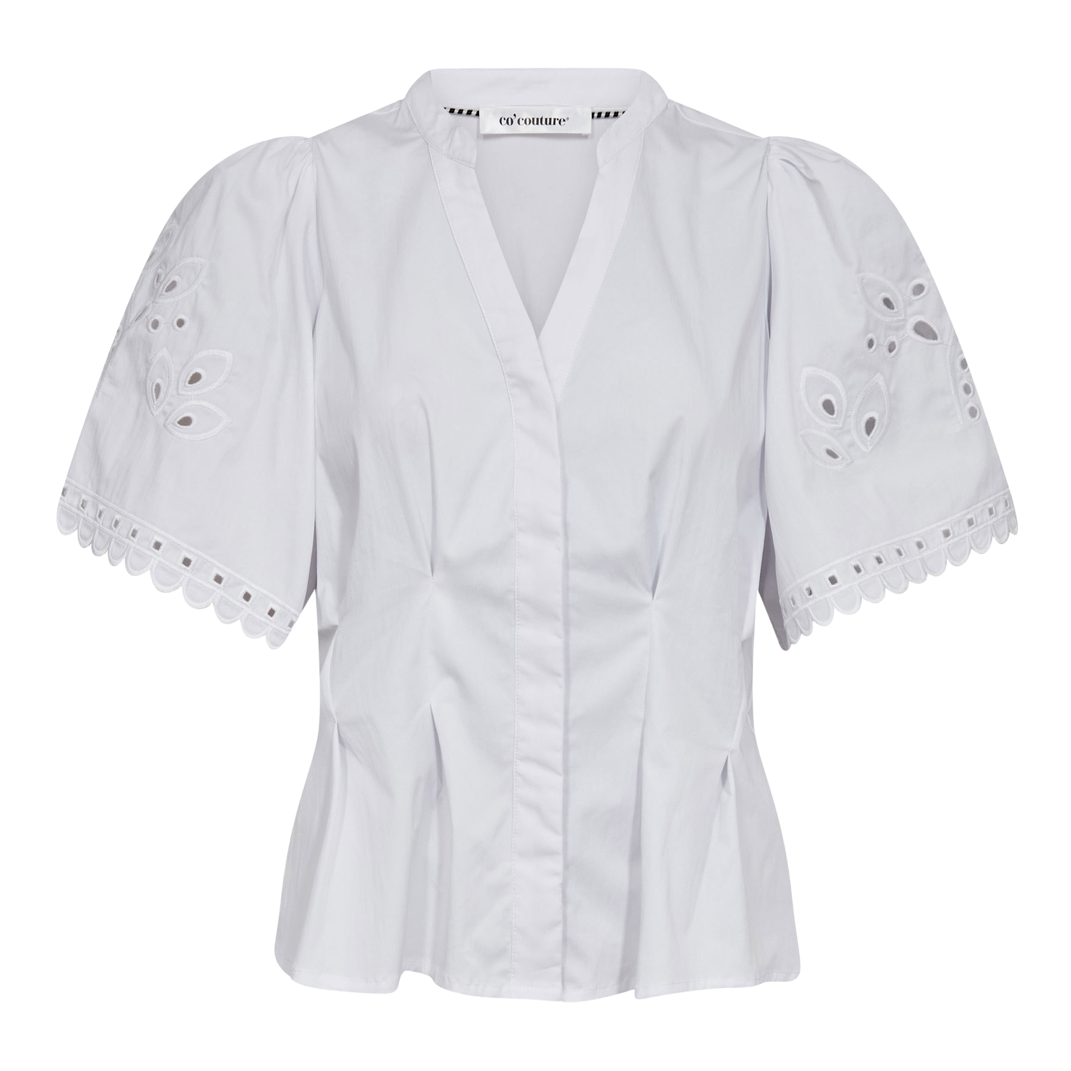 Poppycc Emb Ss V-Shirt - White