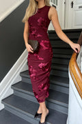 Miraic Mesh Dress - Bordeaux