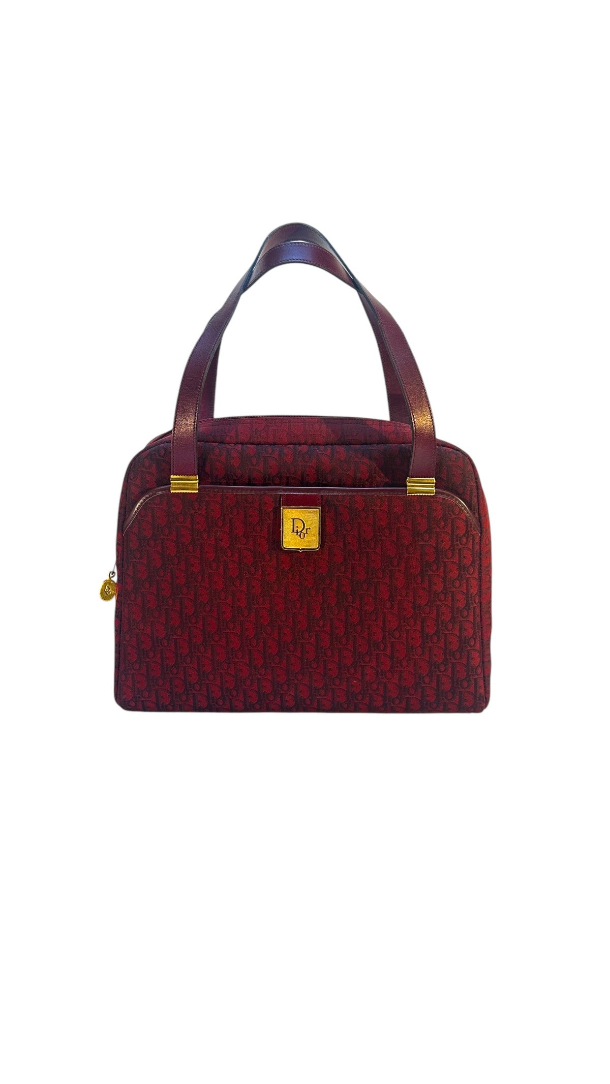 Dior Vintage Monogram Tote Bag - Burgundy