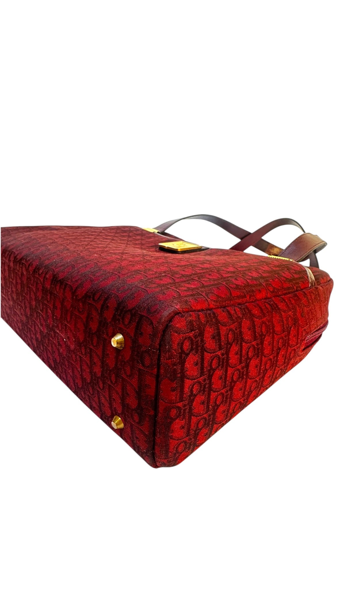 Dior Vintage Monogram Tote Bag - Burgundy