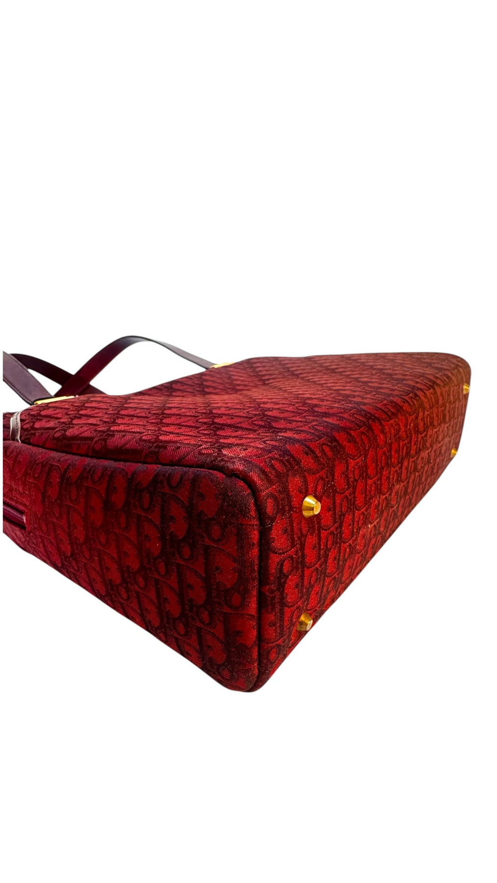 Dior Vintage Monogram Tote Bag - Burgundy