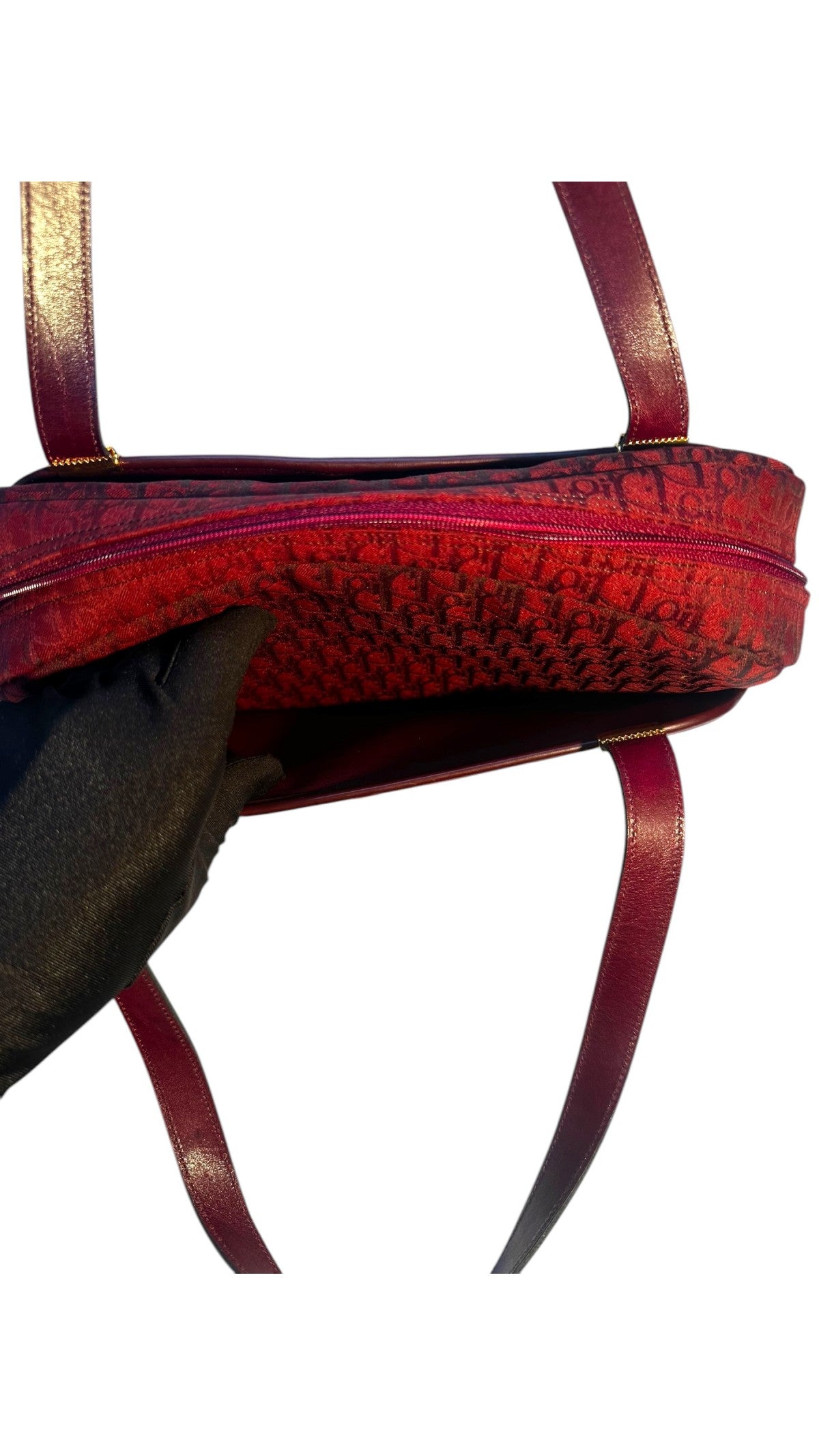 Dior Vintage Monogram Tote Bag - Burgundy