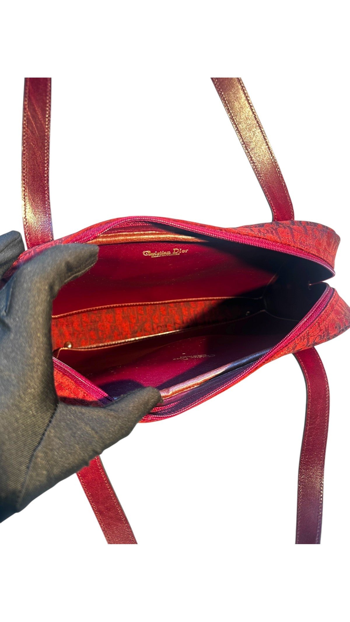 Dior Vintage Monogram Tote Bag - Burgundy