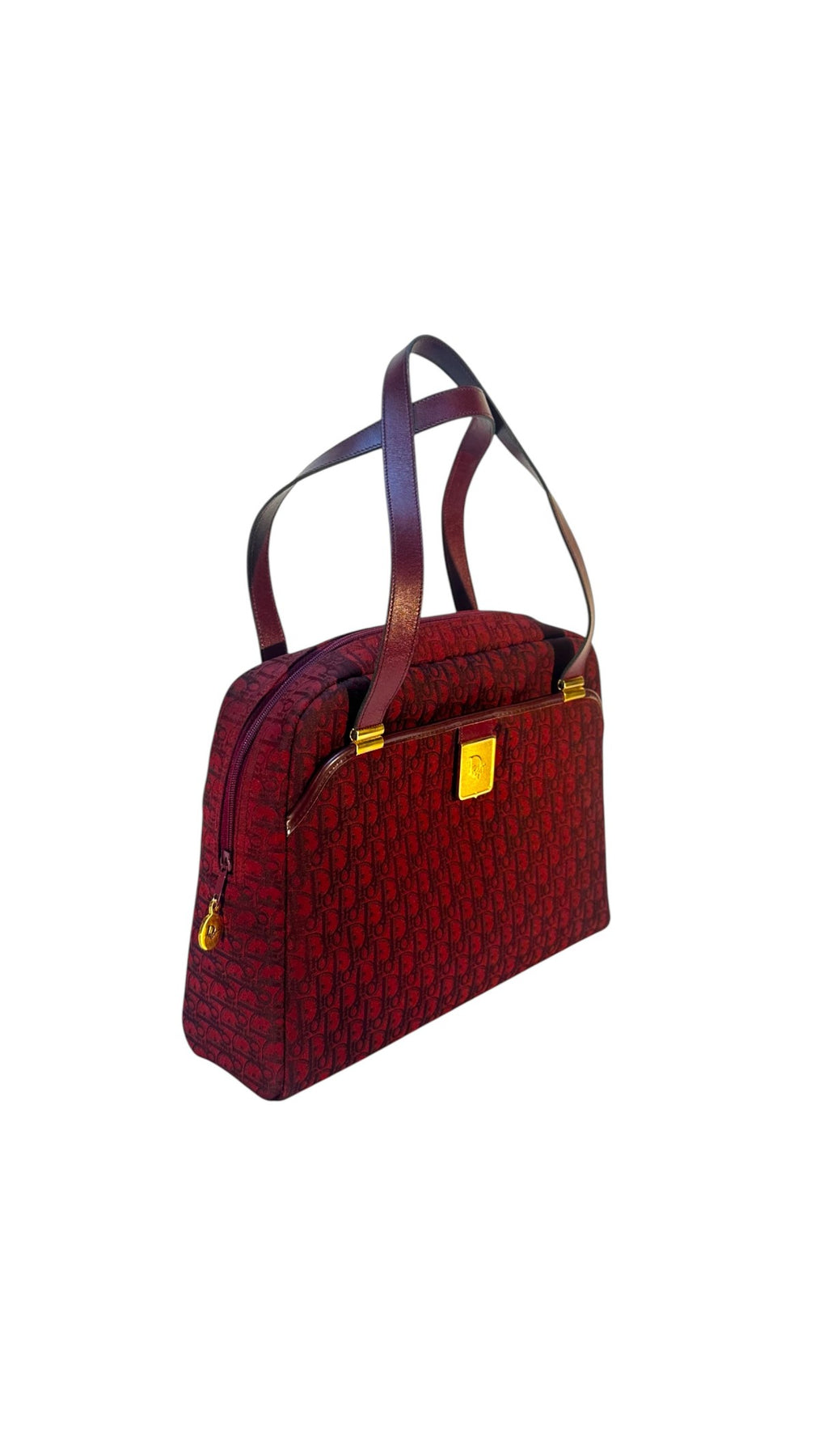 Dior Vintage Monogram Tote Bag - Burgundy