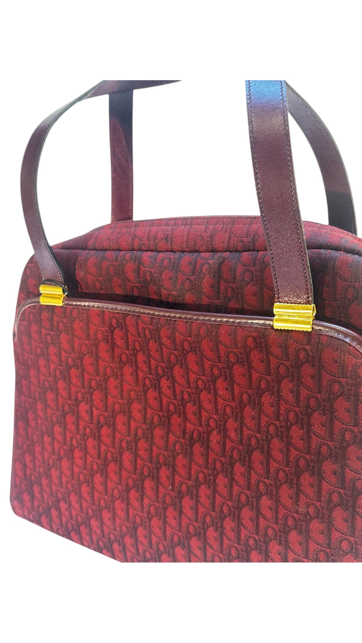 Dior Vintage Monogram Tote Bag - Burgundy