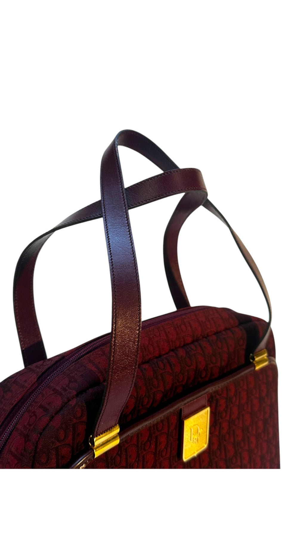 Dior Vintage Monogram Tote Bag - Burgundy