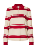 Thea Ls Knit Merino Collar Neck - Birch Savvy Red + Outer Space