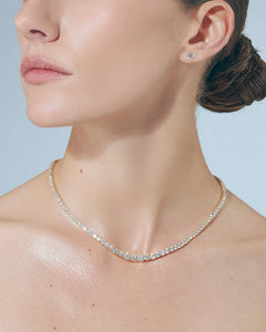 Dropped Tennis Necklace - Gold