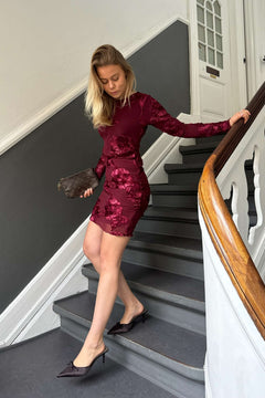 Majaic Mesh Dress - Bordeaux