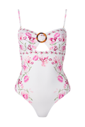 Mandy Bamboo-Ring Bandeau Swimsuit - Tulip Pink